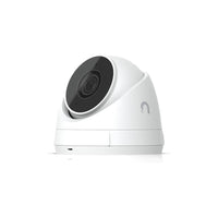 Ubiquiti G5 Turret Ultra 4K IP Camera, durable white housing, PoE-powered with AI motion detection and low-light performance.
