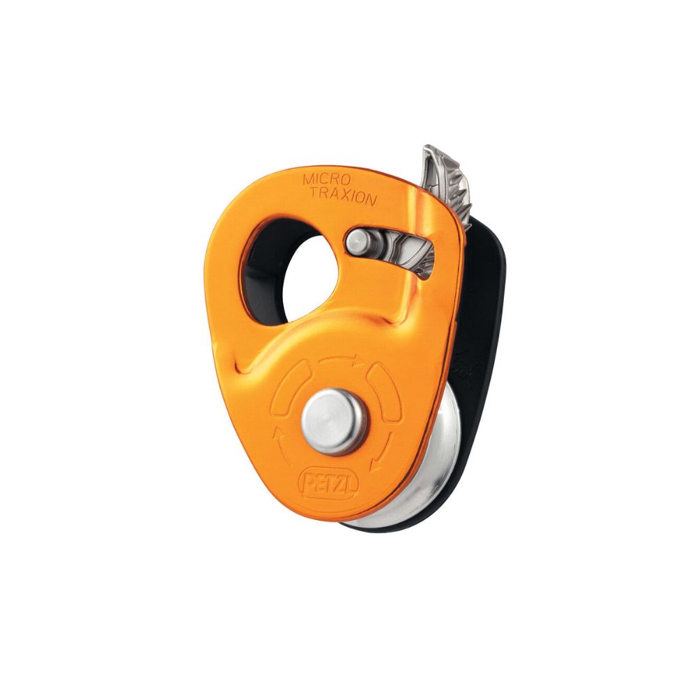 Petzl Micro Traxion Pulley on rope system – yellow