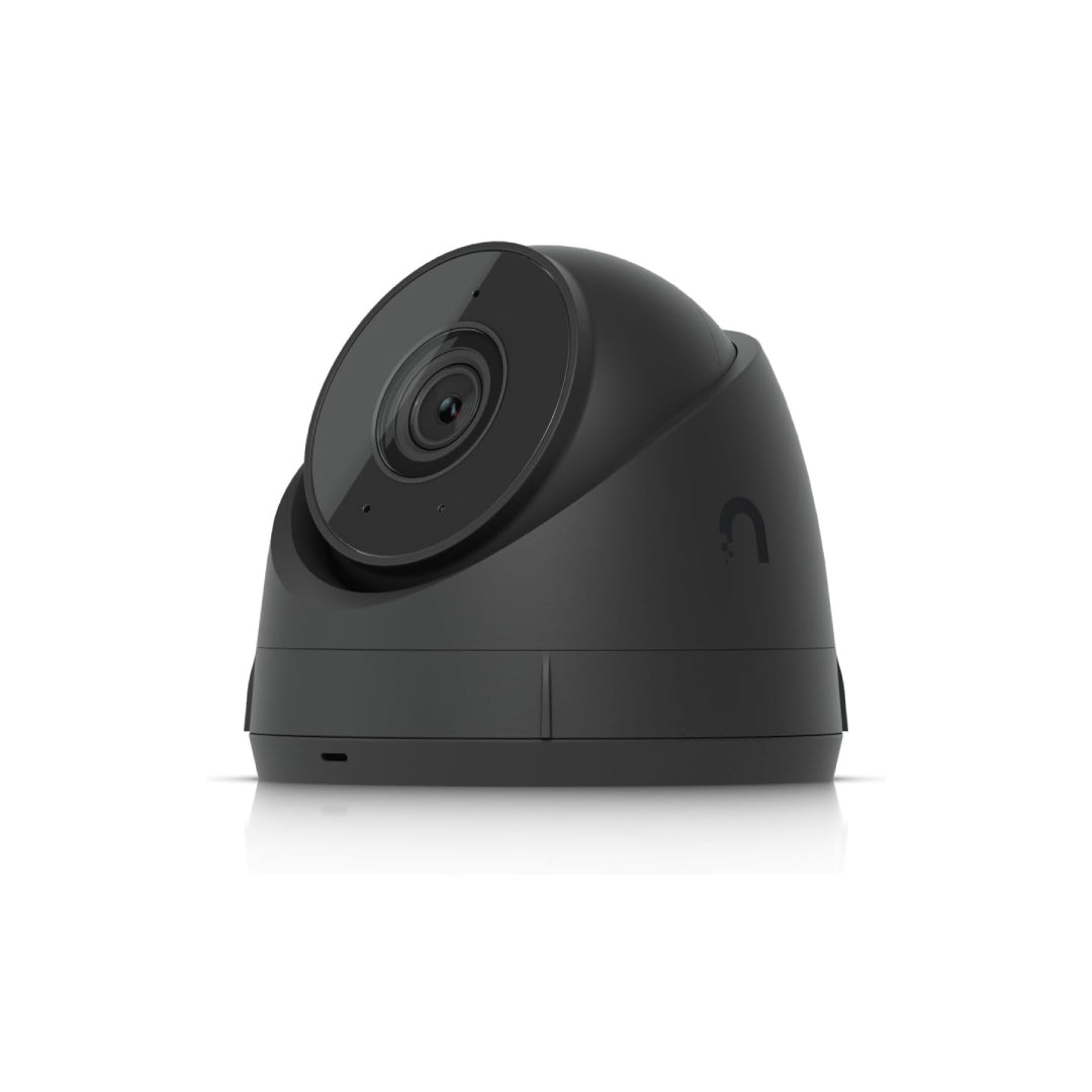 Angled front view of AI 2K Dome Security Camera in matte black featuring 102.4° wide viewing angle, AI detection, and infrared LED for 30 m night vision performance.